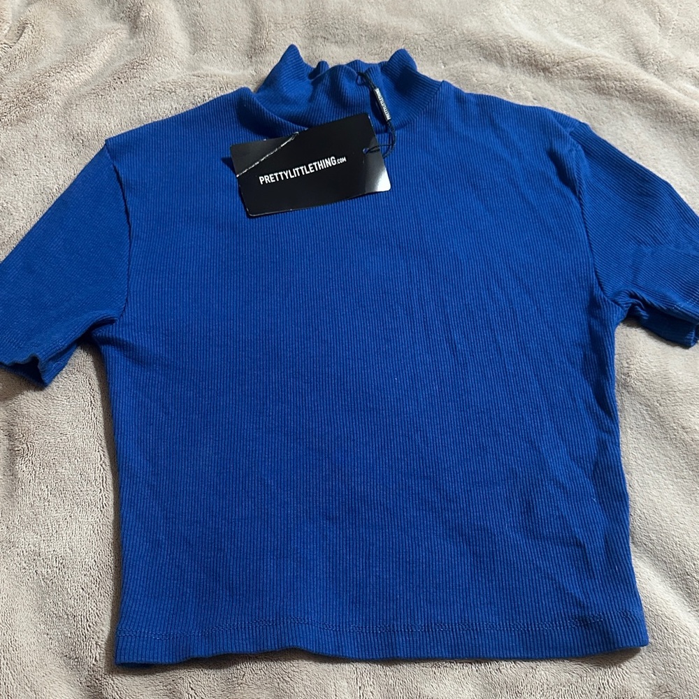 PrettyLittleThing Royal Blue Mock Neck Top